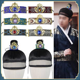 古装汉服明制男士发髻头套抹额网巾假发套一体式发冠网纱束发马尾