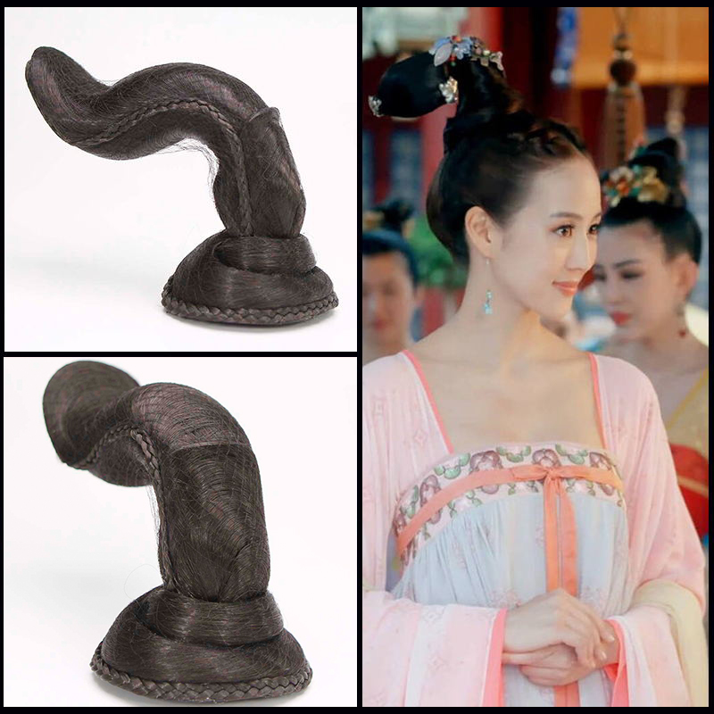 古装汉唐假发发髻中国风唐朝侍女襦裙单头发包可弯曲发髻a-003