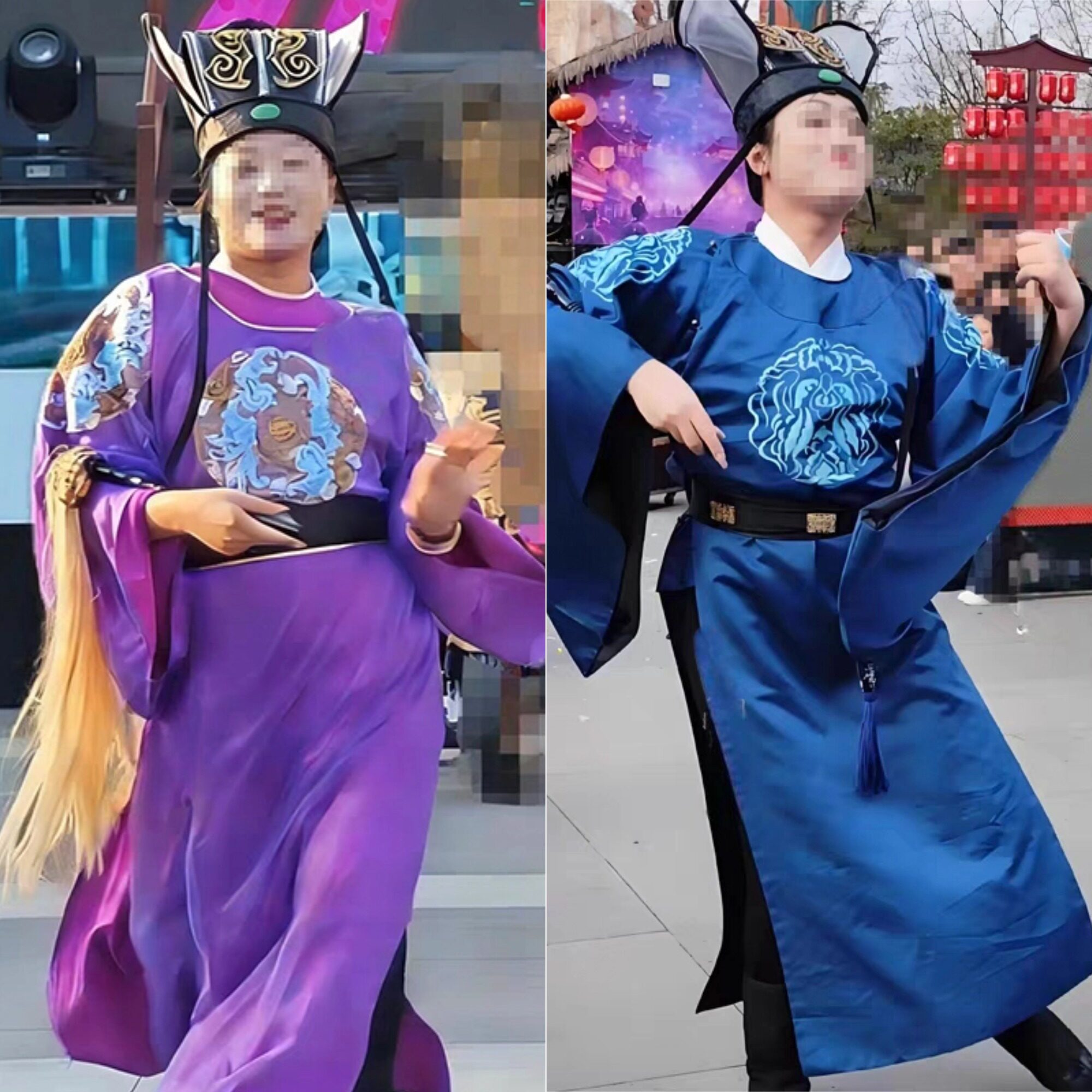 景区NPC公公太监cos古装千古情演出戏装西安乐园表演圆领绣花男装