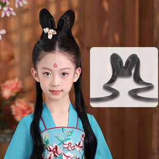 头饰盘发古装假发发髻古代汉服造型女童可爱假发包唐朝头顶假发包