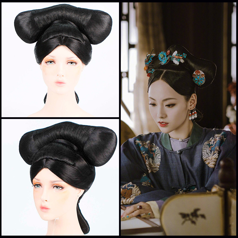 影视剧古装如懿传清朝宫廷贵妃格格旗头全头发套女假发头套b-002