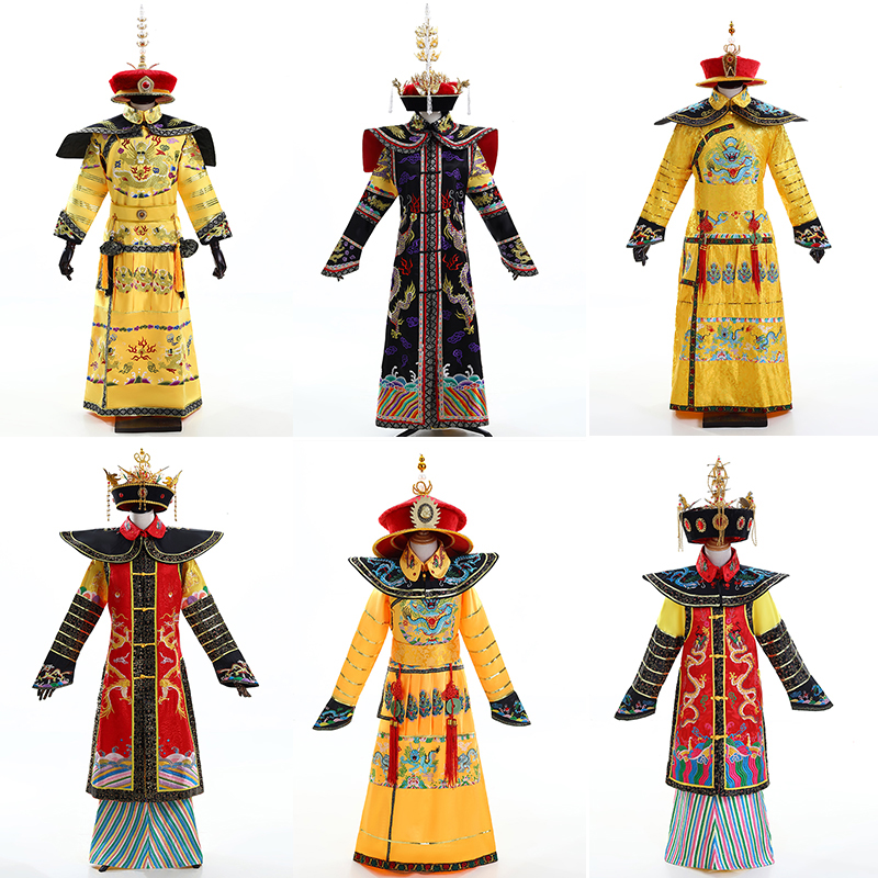 清朝古装绣龙皇上皇帝皇后帽子服装古代龙袍凤袍太子服舞台演出服