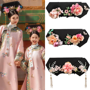古装大拉翅旗头花朵还珠格格清朝古代纯手工配饰写真装造饰品组合