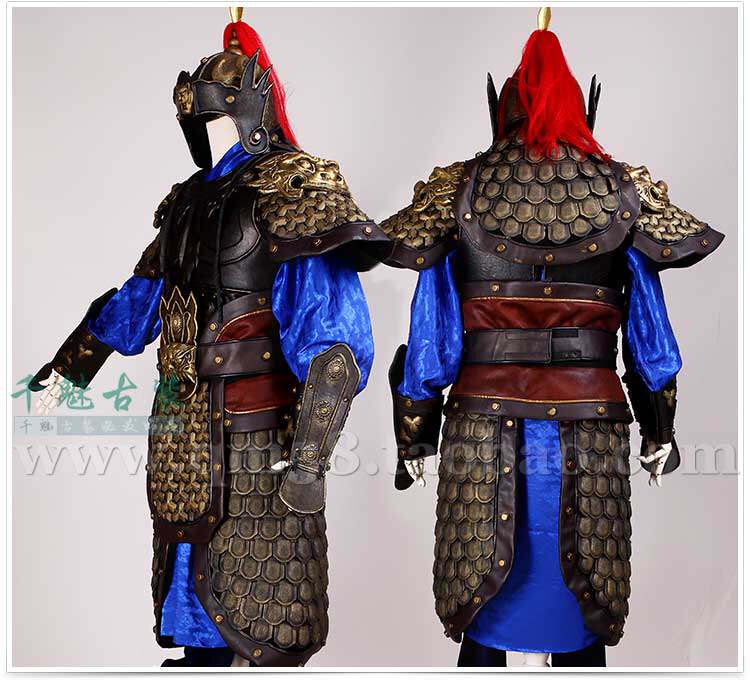 将军服饰中国古代武士盔甲战袍舞台士兵古装演出服买全套盔甲送靴
