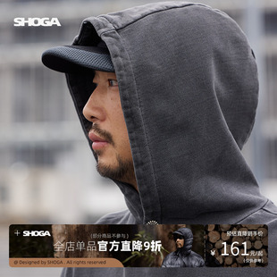 SHOGA重磅470G水洗做旧连帽卫衣男秋冬新款 宽松休闲百搭外套上衣