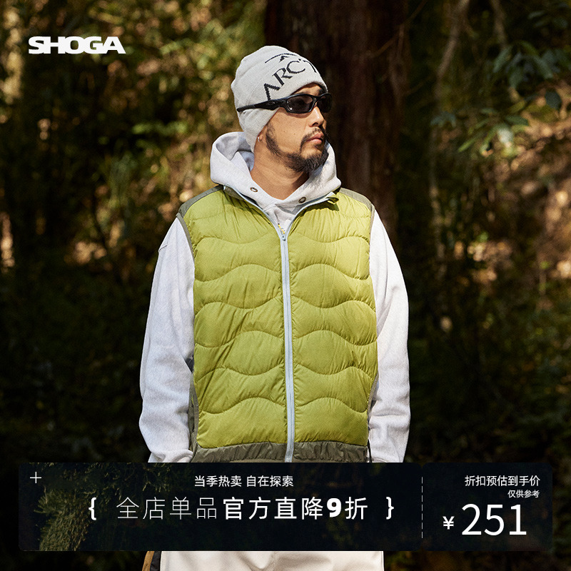 SHOGA日系羽绒马甲男士秋冬新款90白鸭绒保暖防寒宽松休闲背心潮