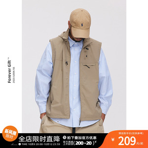 日系工装少年感户外机能风背心马甲男Forever Gift秋季复古外套潮