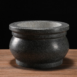 石头香炉石雕摆件用品寺庙祠堂户外上香烧香圆形石头香炉子