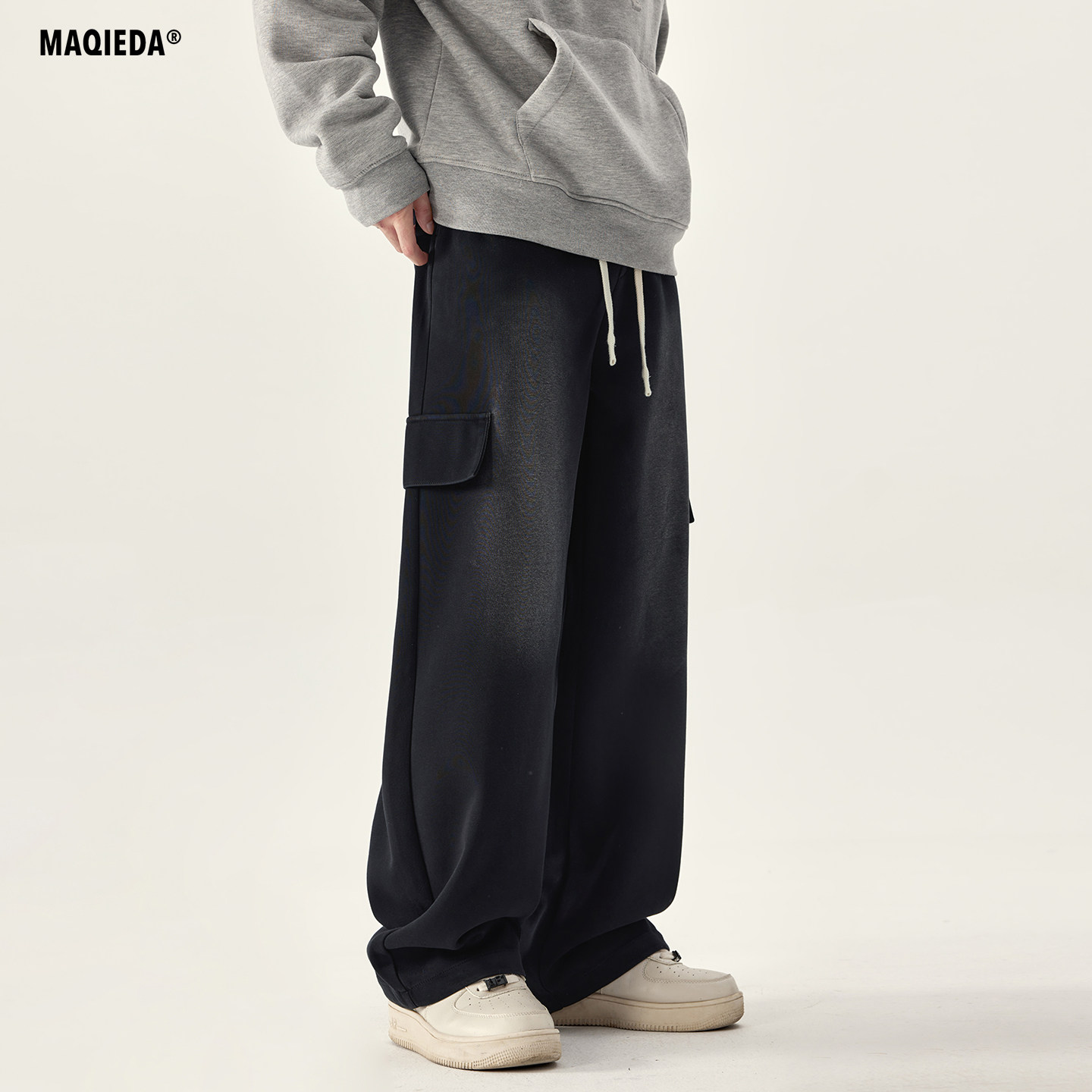 马切达美式少年春季工装男裤阔腿垂感休闲裤男士复古抽绳潮牌长裤,男装,休闲裤,淘宝优惠券,粉丝福利购,淘宝优惠卷