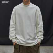 马切达秋季 半高领休闲T恤潮 百搭打底衫 300g德绒情侣保暖长袖 男士