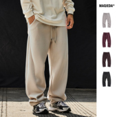 美式 宽松卫裤 裤 马切达冬季 子加绒弯刀休闲裤 男士 重磅直筒情侣长裤