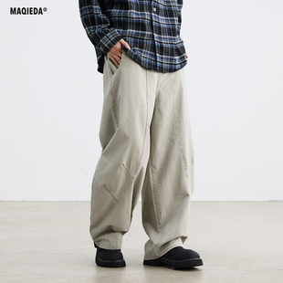 长裤 复古美式 立体裁剪男士 休闲裤 子潮牌 马切达春季 直筒纯棉裤 新款