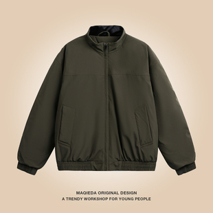 冬季立领bomber飞行纯色羽绒服男款廓形痞帅美式修身轻薄外套潮牌