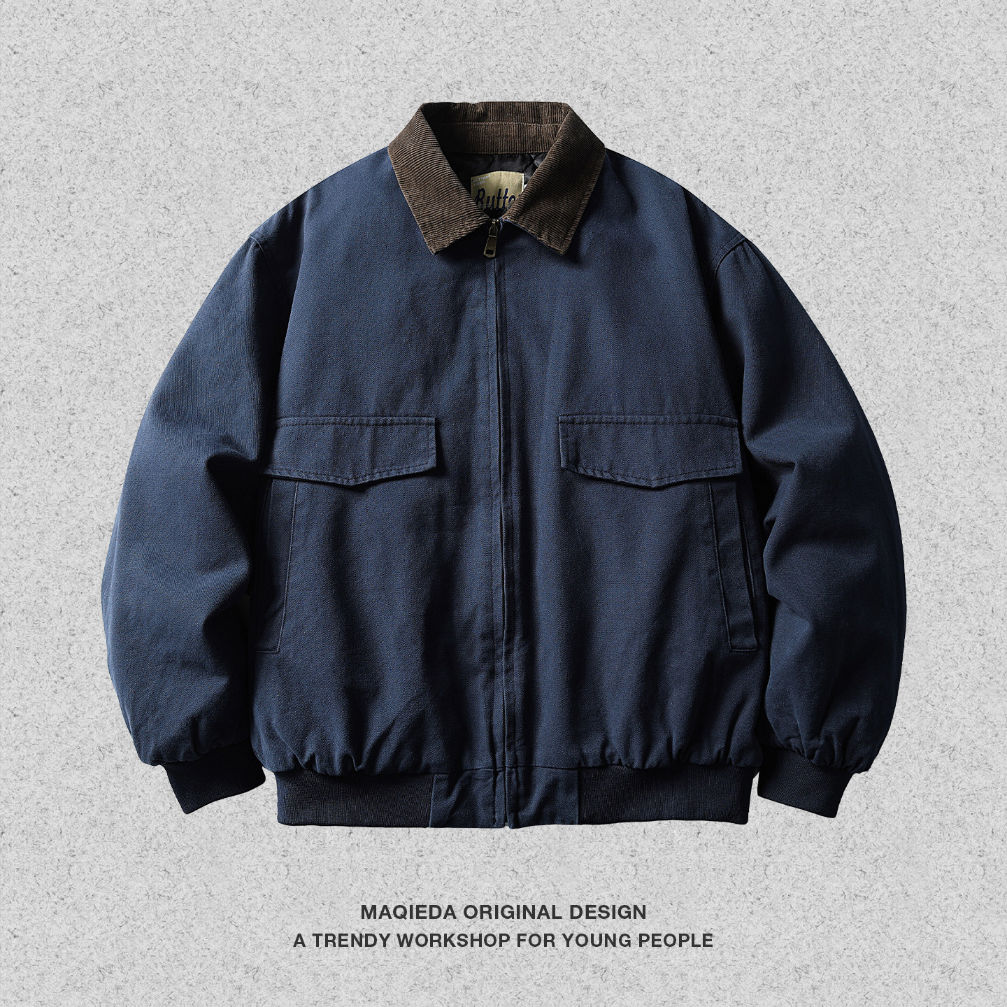 马切达日系男士冬季翻领棉服