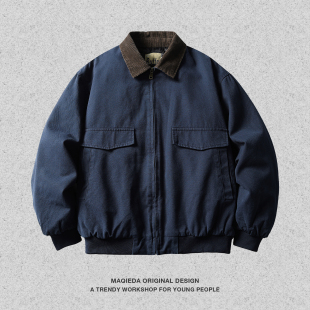 翻领棉服通勤痞帅休闲棉衣男生复古百搭棉袄 男冬季 马切达美式 工装