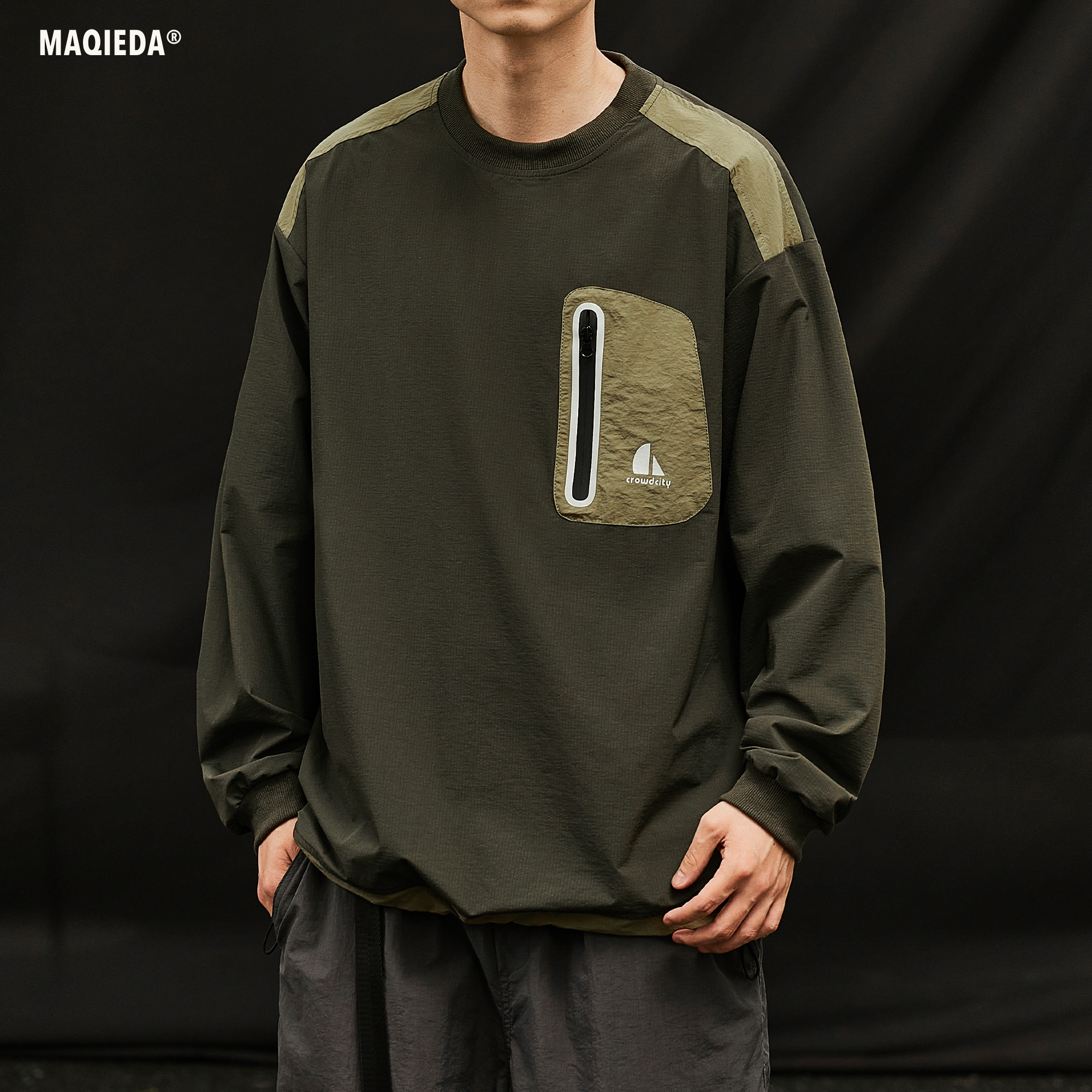 马切达长袖T恤男复古工装卫衣