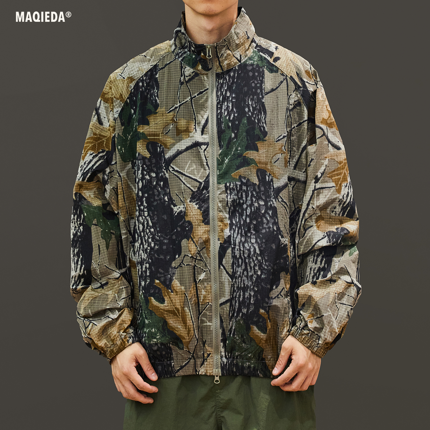 马切达美式夏复古迷彩防晒衣外套