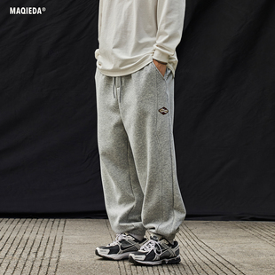 男款 运动裤 束脚休闲裤 男士 子 加绒保暖长裤 马切达秋冬日系灰色卫裤