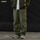 男士 多口袋休闲裤 日系褶皱工装 马切达春季 长裤 男款 男生直筒裤 子潮