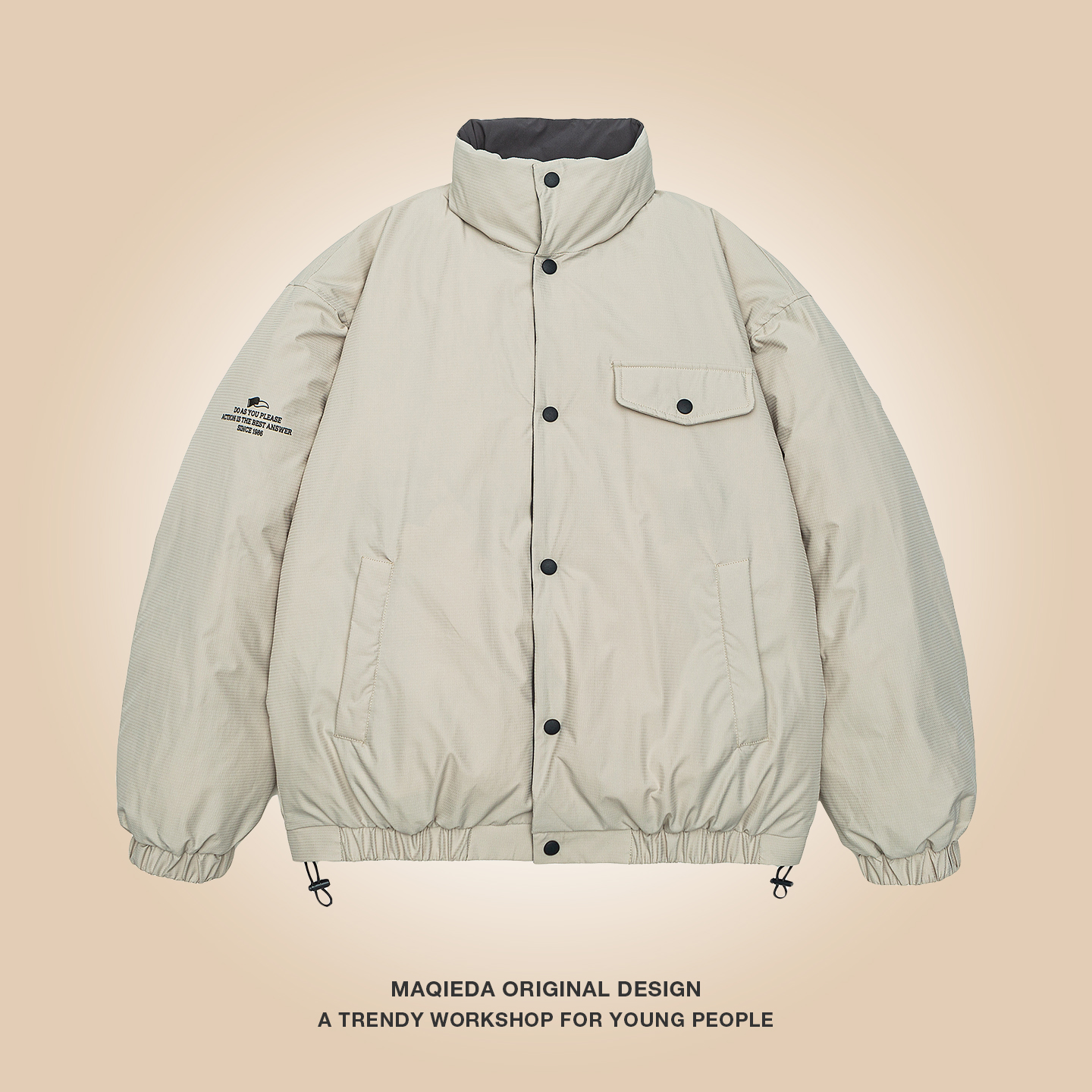 马切达2025新款冬季立领棉服男士