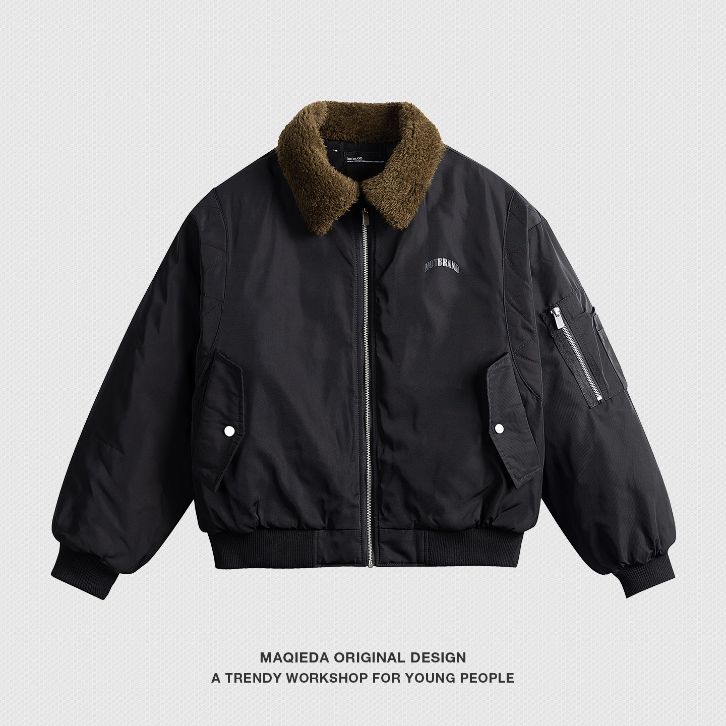 冬季加厚羊羔毛毛领保暖飞行员棉服男款美式拼接棉衣痞帅百搭外套,男装,棉衣,淘宝优惠券,粉丝福利购,淘宝优惠卷