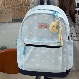 韩系ins风可爱波点双肩包女 简约休闲学生书包上课旅行轻便小背包