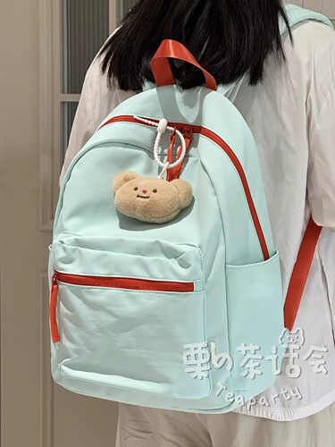 曼波风薄荷绿书包女 高颜值ins风旅游轻便双肩包初中女生学生背包