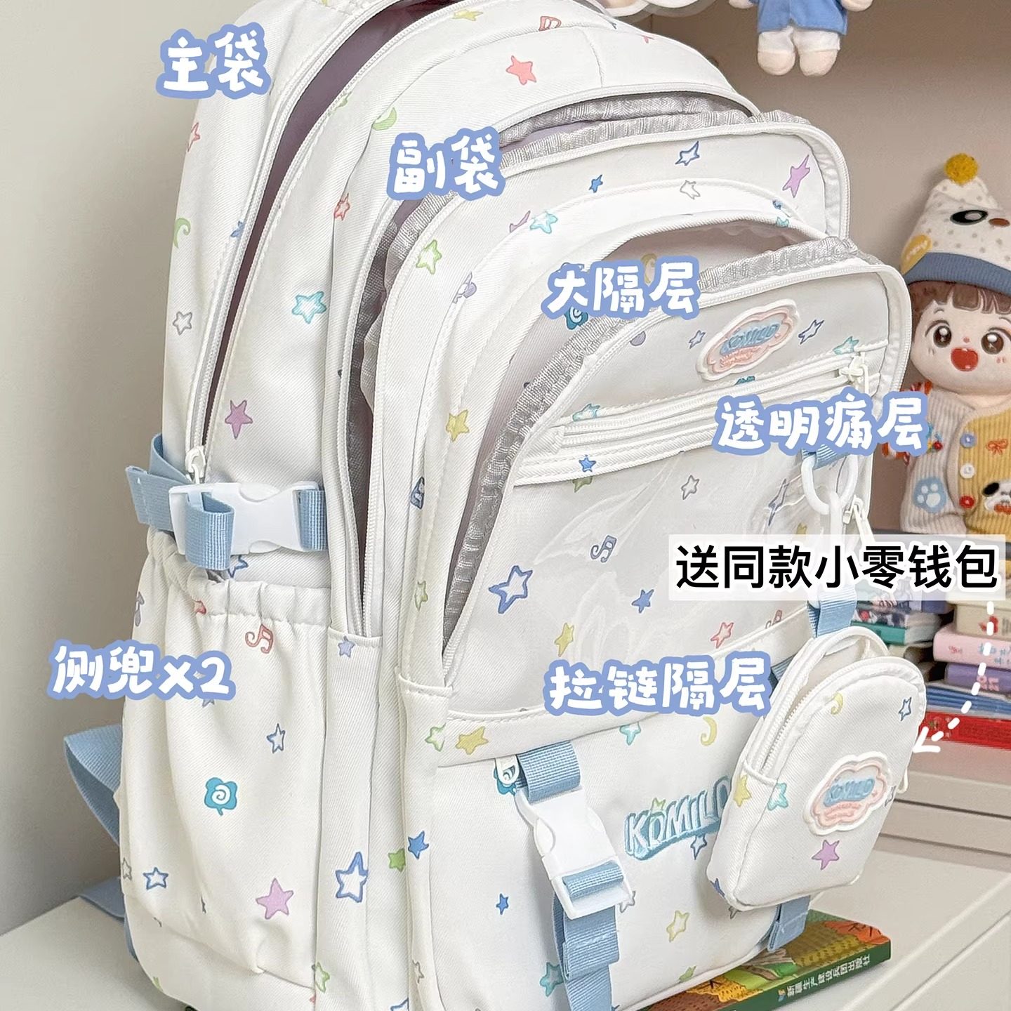 卡通可爱少女双肩包 韩系ins校园初高中学生书包女大容量痛包背包