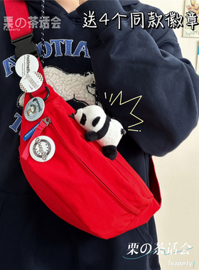 潮牌红色胸包日系ins手机腰包 简约小包包女休闲运动骑行斜挎包男