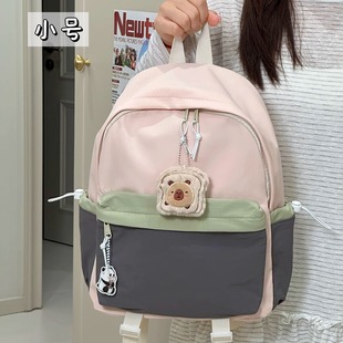 日系ins风拼色迷你小书包女 初中高中学生双肩包轻便百搭休闲背包