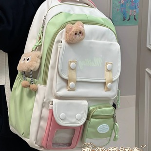 校园初中女生高中学生双肩包背包 高颜值ins撞色大容量减负书包女