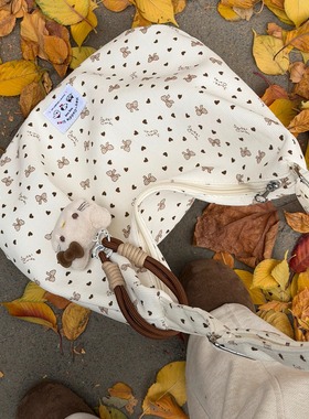 大容量灯芯绒饺子包 日系ins风帆布包学生休闲百搭单肩斜挎包包女