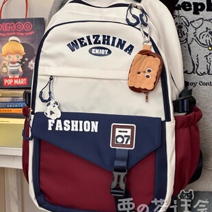 日系ins复古百搭双肩包女 初中高中学生书包大容量旅行电脑背包男