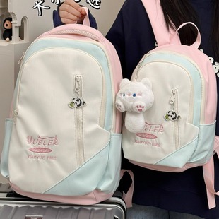 高颜值小众撞色双肩包女生初中生高中大学生党书包女轻便旅游背包