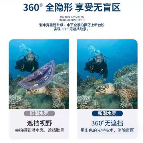 适用影石Insta360X5/X4/X3无遮挡隐形防水潜水防摔壳滑雪冲浪配件