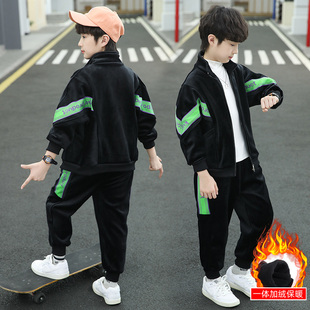 男童金丝绒套装2025春装新款儿童帅气运动两件套男孩秋冬季洋气潮