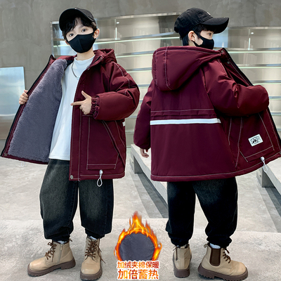 男童冬装加绒外套2025新款派克服