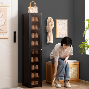 家用入户门口鞋柜大容量简约窄款多层立式小鞋柜楼道鞋架独立透气