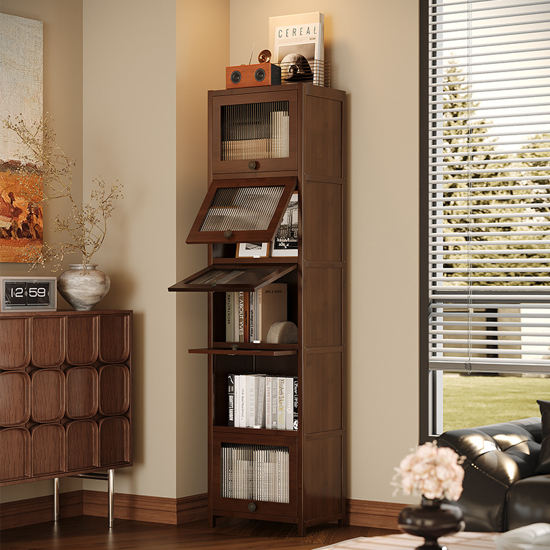 简易书柜落地式儿童书架绘本架带门防尘靠墙置物柜客厅家用储物柜