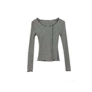 2022秋修身开叉甜酷辣妹设计感通勤针织套头青春小众时尚百搭T恤