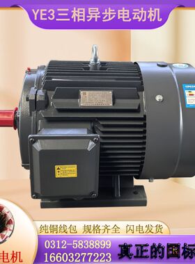 4级45/55/75kw千瓦YE3三相异步电机全铜高效节能380V大功率电动机