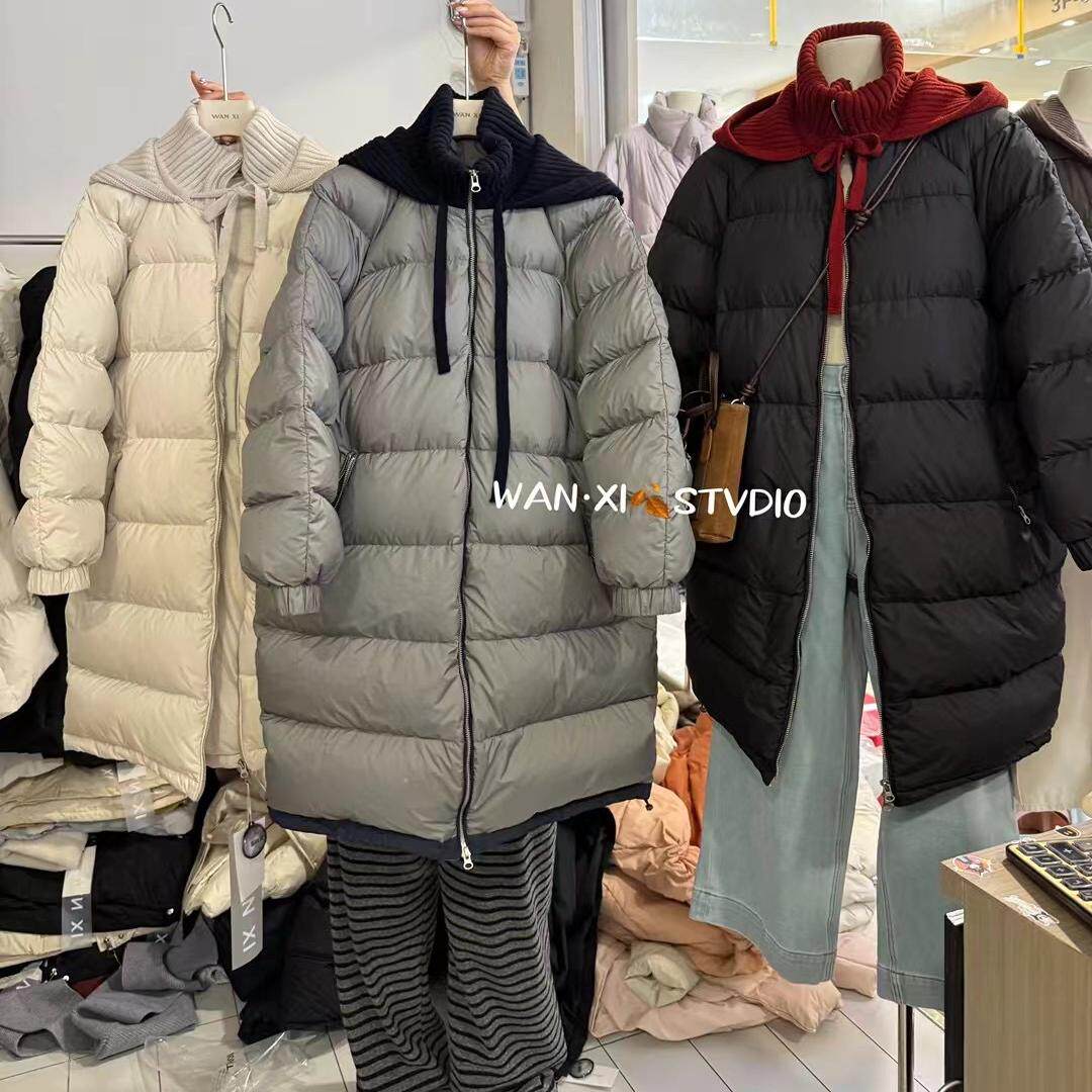 2025冬季新款韩版宽松显瘦中长款连帽羽绒服外套女加厚保暖大衣潮