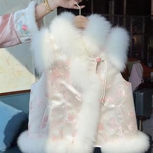 套旗袍披肩皮草毛边女 口毛毛袖 定制新中式 汉服斗篷狐狸毛条真毛袖