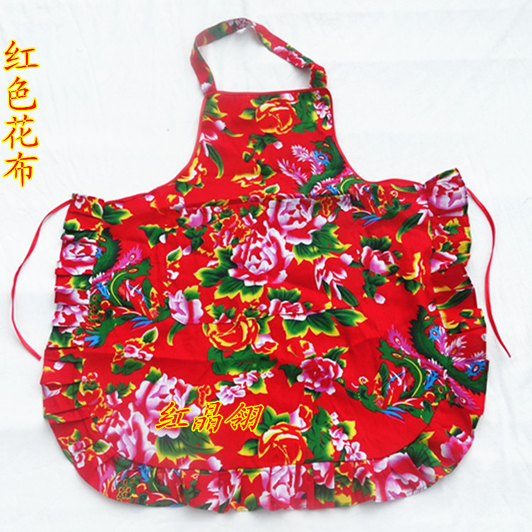 花布农家乐餐厅工装可定制围裙