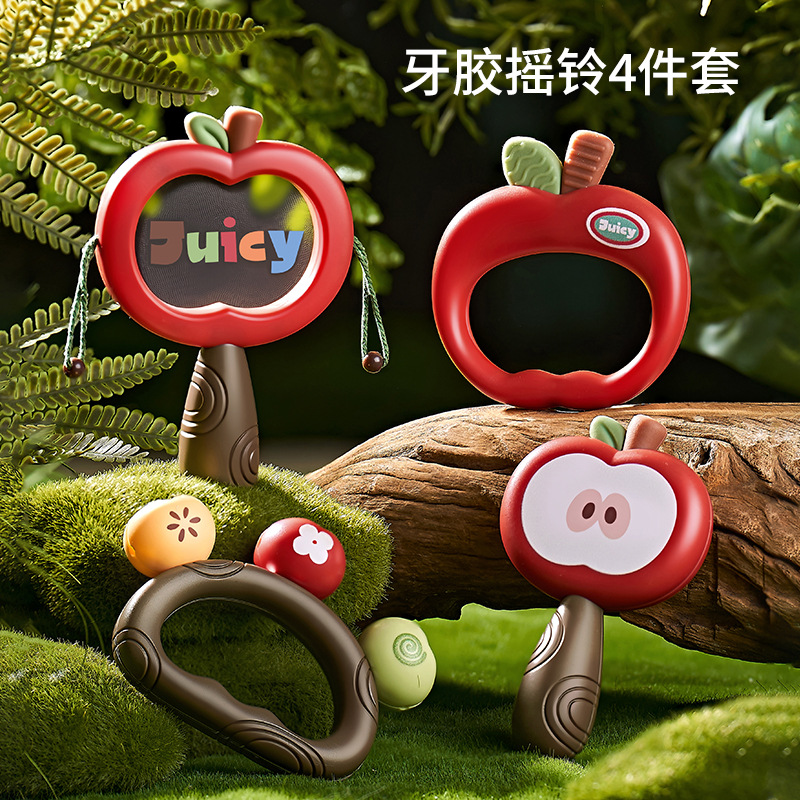 网童新生儿苹果摇铃安抚可啃咬玩