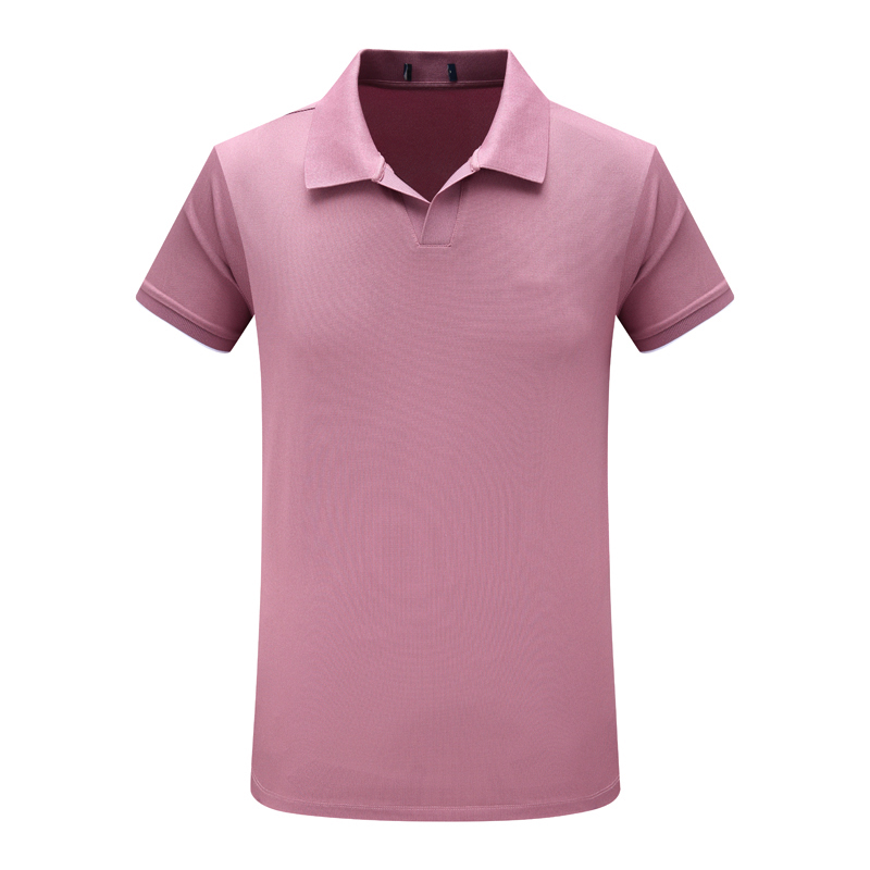 F3438鸟夏季男式短袖T恤 蚕丝翻领套头休闲商务上衣 玫粉红弹力