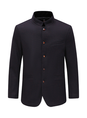 YW282依牌春秋厚度男式夹克 羊毛直排扣立领休闲外套 暗紫色