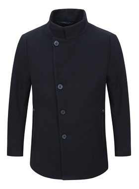 SF311圣秋冬男毛呢大衣 羊毛直排扣保暖防风外套 时尚都市