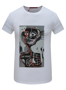 SF560圣男式夏季短袖T恤 圆领套头休闲商务上衣 白色弹力