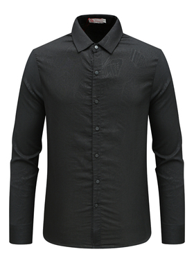 AB1369邦纳男春秋长袖衬衫 休闲商务上衣 黑色 时尚都市
